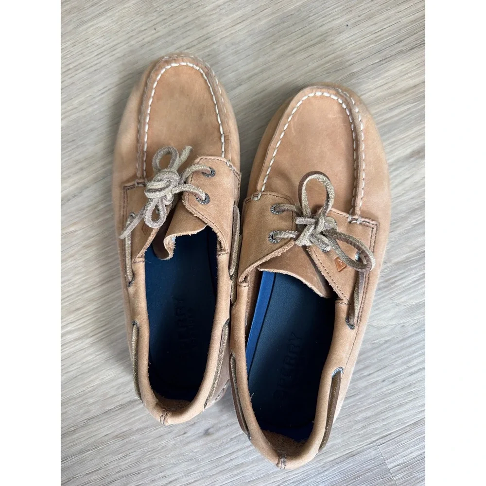 Sperry Top-Sider Boys AO Boat Shoes Tan Leather Moccasin Loafers YB27284 Size 3M